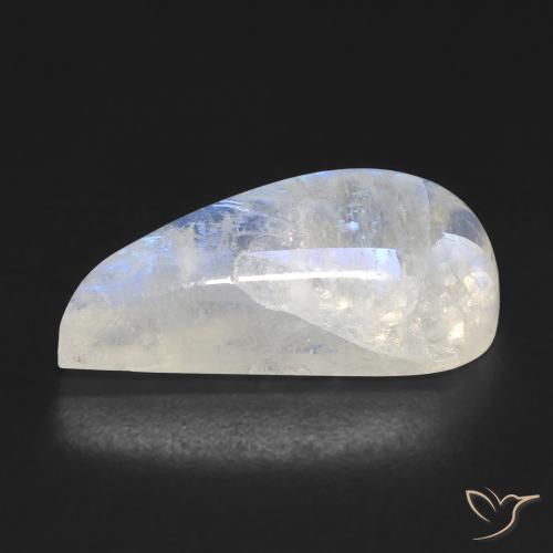 Rainbow Moonstone Gemstone in 19.4 x 9.2 mm Size for Sale, Rainbow Moonstone Stone in Bluish White Color