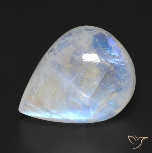 12.94ct Natural Bluish White Rainbow Moonstone, Pear Shape, Transparent