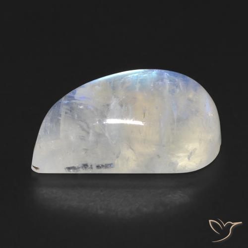 Rainbow Moonstone Gemstone in 17 x 10 mm Size for Sale, Rainbow Moonstone Stone in Bluish White Color
