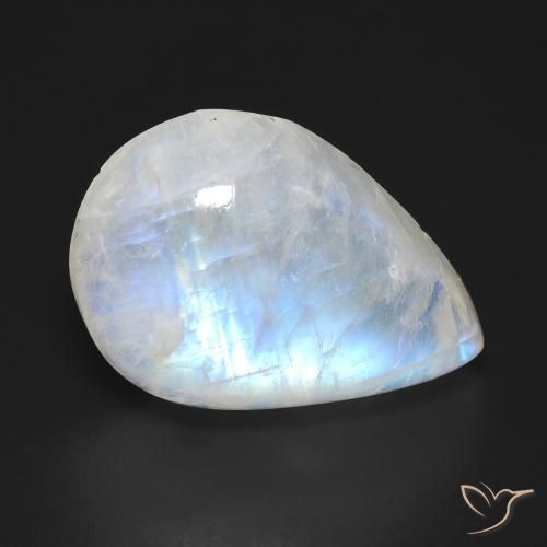12.07 ct Pear Rainbow Moonstone, 18.6 x 12.9 mm From the United States, Photo A