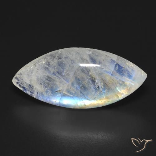 9.25ct Natural Bluish White Rainbow Moonstone, Marquise, Transparent