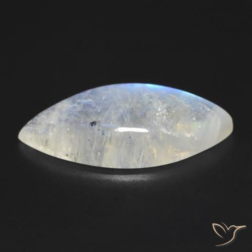 Rainbow Moonstone Gemstone in 23.7 x 10.8 mm Size for Sale, Rainbow Moonstone Stone in Bluish White Color