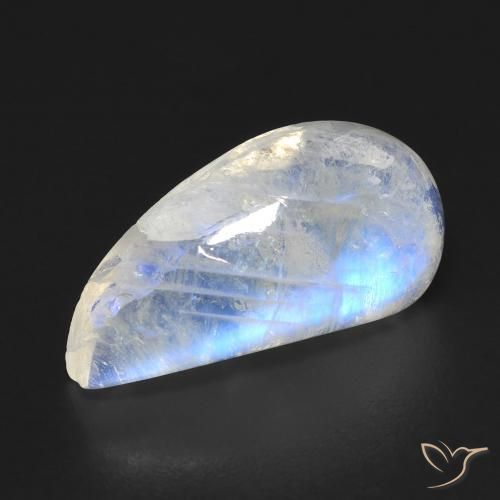 9.01 ct White Rainbow Moonstone Stone, Natural Rainbow Moonstone in Fancy Cabochon Shape for Sale
