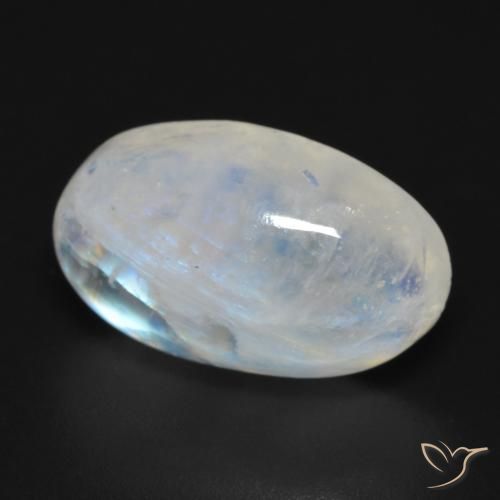8.92 ct White Rainbow Moonstone Stone, Natural Rainbow Moonstone in Oval Cabochon Shape for Sale