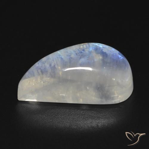 Rainbow Moonstone Gemstone in 17.8 x 9.7 mm Size for Sale, Rainbow Moonstone Stone in Bluish White Color