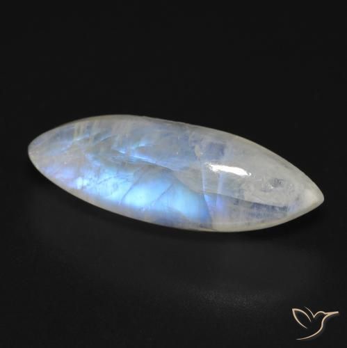 8.12 ct White Rainbow Moonstone Stone, Natural Rainbow Moonstone in Marquise Cabochon Shape for Sale