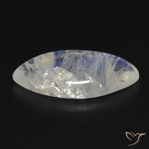 Rainbow Moonstone Gemstone in 22.7 x 10.7 mm Size for Sale, Rainbow Moonstone Stone in Bluish White Color