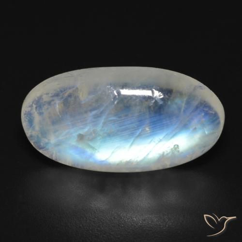 7.73ct Natural Bluish White Rainbow Moonstone, Oval, Transparent