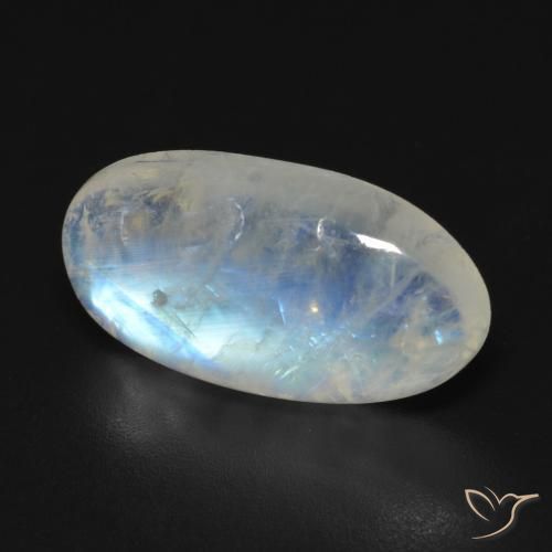 7.73 ct White Rainbow Moonstone Stone, Natural Rainbow Moonstone in Oval Cabochon Shape for Sale
