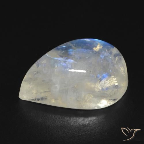 Rainbow Moonstone Gemstone in 17 x 11.7 mm Size for Sale, Rainbow Moonstone Stone in Bluish White Color
