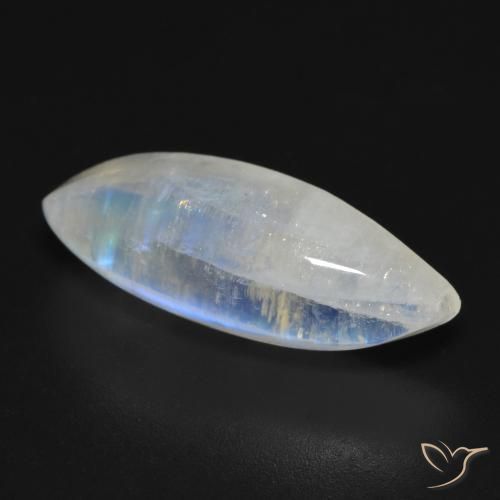 9.26 ct White Rainbow Moonstone Stone, Natural Rainbow Moonstone in Marquise Cabochon Shape for Sale