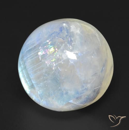 18.37 ct White Rainbow Moonstone Stone, Natural Rainbow Moonstone in Round Cabochon Shape for Sale