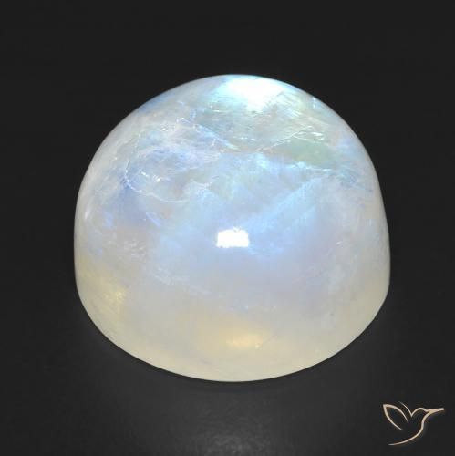 Rainbow Moonstone Gemstone in 15 mm (calibrated) Size for Sale, Rainbow Moonstone Stone in Bluish White Color