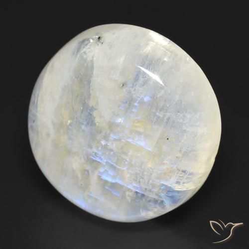 17.63 ct White Rainbow Moonstone Stone, Natural Rainbow Moonstone in Round Cabochon Shape for Sale