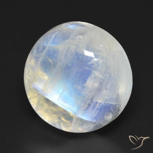 11.49 ct White Rainbow Moonstone Stone, Natural Rainbow Moonstone in Round Cabochon Shape for Sale
