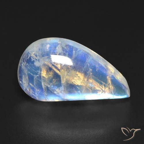 8.58 ct White Rainbow Moonstone Stone, Natural Rainbow Moonstone in Fancy Cabochon Shape for Sale