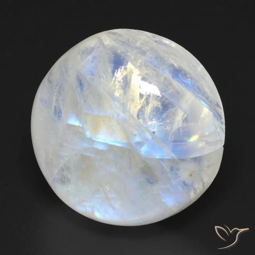 19.04ct Natural Bluish White Rainbow Moonstone, Round, Transparent