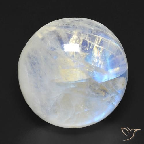 19.04 ct White Rainbow Moonstone Stone, Natural Rainbow Moonstone in Round Cabochon Shape for Sale