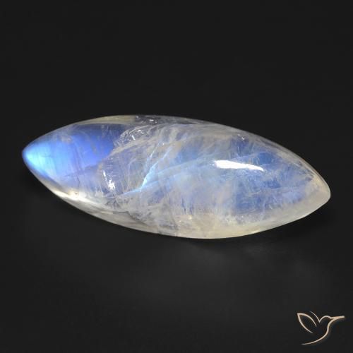 18.53 ct White Rainbow Moonstone Stone, Natural Rainbow Moonstone in Marquise Cabochon Shape for Sale