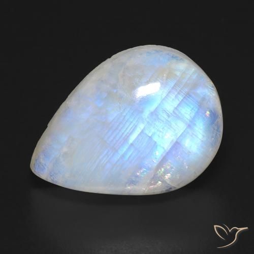 12.19ct Natural Bluish White Rainbow Moonstone, Pear Shape, Transparent