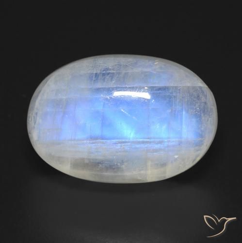 14.30ct Natural Bluish White Rainbow Moonstone, Oval, Transparent