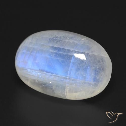 14.30 ct White Rainbow Moonstone Stone, Natural Rainbow Moonstone in Oval Cabochon Shape for Sale