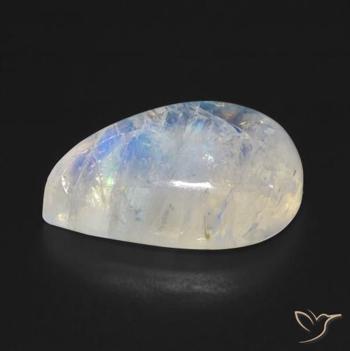 Rainbow Moonstone Gemstone in 18 x 11.6 mm Size for Sale, Rainbow Moonstone Stone in Bluish White Color