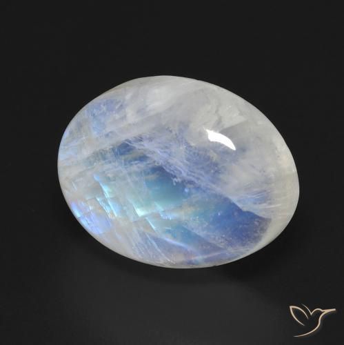 12.18 ct White Rainbow Moonstone Stone, Natural Rainbow Moonstone in Oval Cabochon Shape for Sale