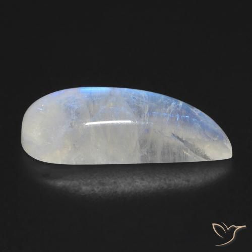 Rainbow Moonstone Gemstone in 21.2 x 8.7 mm Size for Sale, Rainbow Moonstone Stone in Bluish White Color