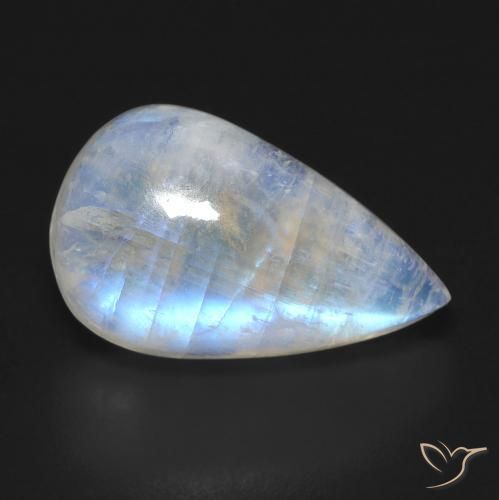 11.21 ct White Rainbow Moonstone Stone, Natural Rainbow Moonstone in Pear Cabochon Shape for Sale