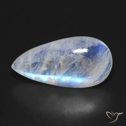 6.1 ct Pear Rainbow Moonstone, 18.4 x 9.5 mm From the United States, Photo A