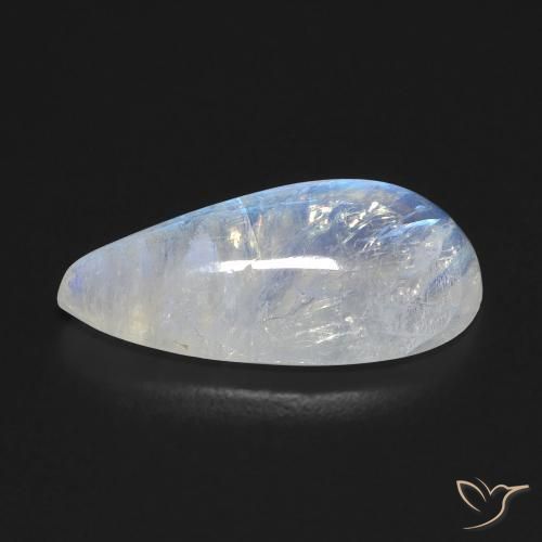 Rainbow Moonstone Gemstone in 18.4 x 9.5 mm Size for Sale, Rainbow Moonstone Stone in Bluish White Color