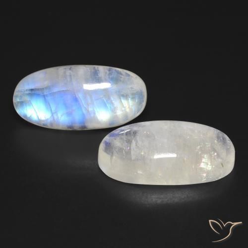25.93 ctw White Rainbow Moonstone Stones, Natural Rainbow Moonstone in Oval Cabochon Shape for Sale