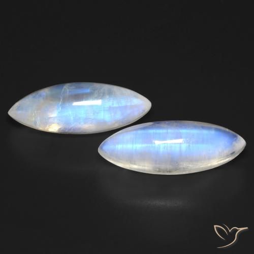 18.77 ct Marquise Rainbow Moonstone, 23 x 8.4 mm From the United States, Photo A