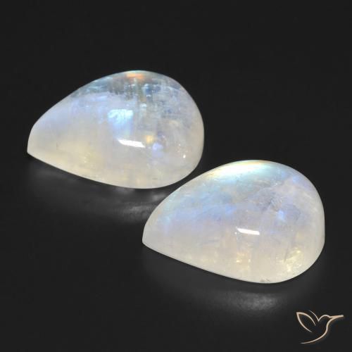 Rainbow Moonstone Gemstones in 16.8 x 13.3 mm Size for Sale, Rainbow Moonstone Stones in Bluish White Color