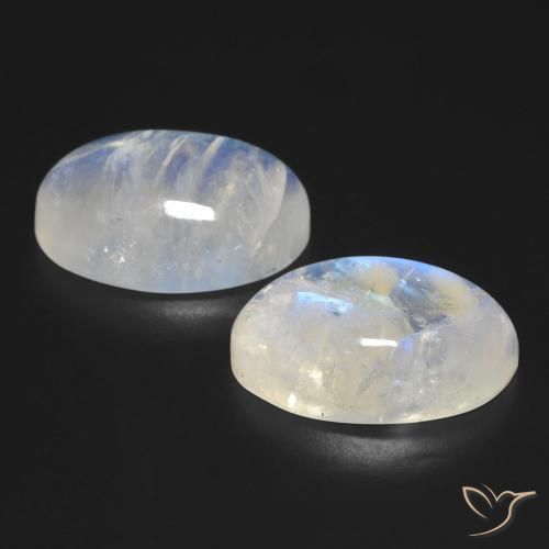 Rainbow Moonstone Gemstones in 19 x 12.2 mm Size for Sale, Rainbow Moonstone Stones in Bluish White Color