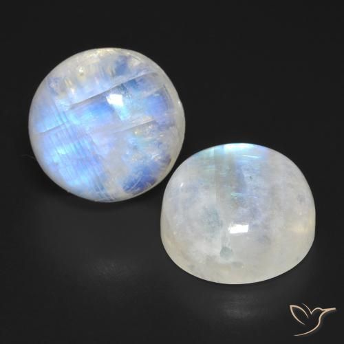 28.22 ctw White Rainbow Moonstone Stones, Natural Rainbow Moonstone in Round Cabochon Shape for Sale