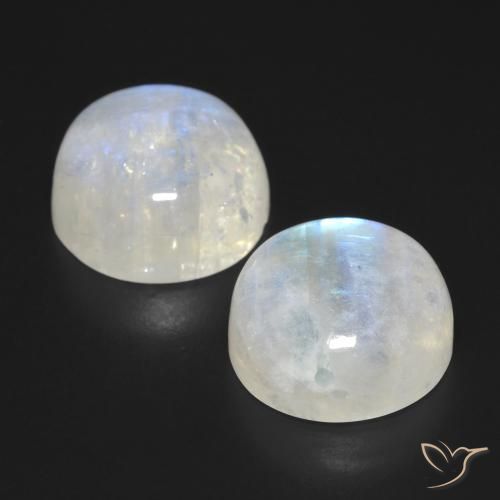 Rainbow Moonstone Gemstones in 15 mm (calibrated) Size for Sale, Rainbow Moonstone Stones in Bluish White Color