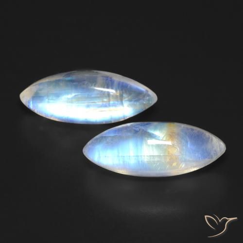 13.84 ct Marquise Rainbow Moonstone, 19.9 x 7.8 mm From the United States, Photo A