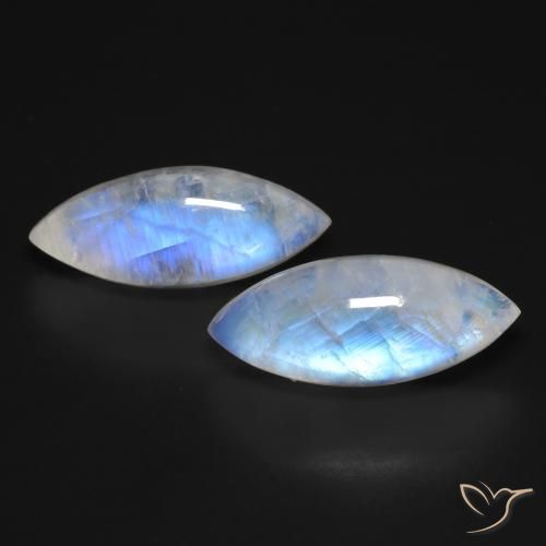 17.95 ct Marquise Rainbow Moonstone, 21.4 x 9 mm From the United States, Photo A