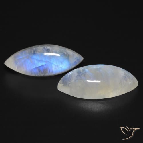 17.95 ctw White Rainbow Moonstone Stones, Natural Rainbow Moonstone in Marquise Cabochon Shape for Sale