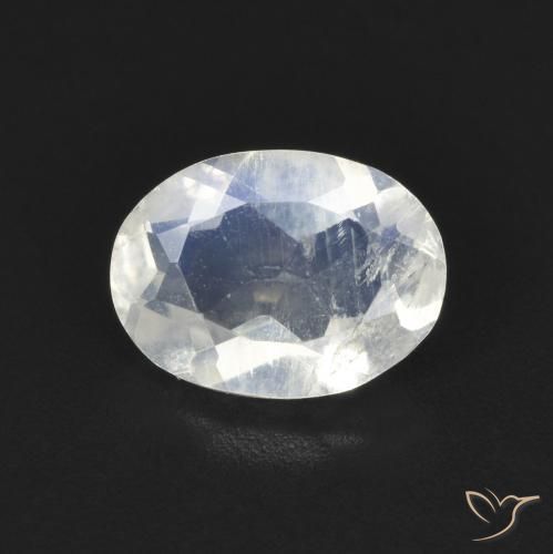 1.09ct Natural Bluish White Rainbow Moonstone, Oval, Transparent