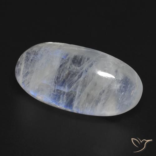 13.57 ct White Rainbow Moonstone Stone, Natural Rainbow Moonstone in Oval Cabochon Shape for Sale