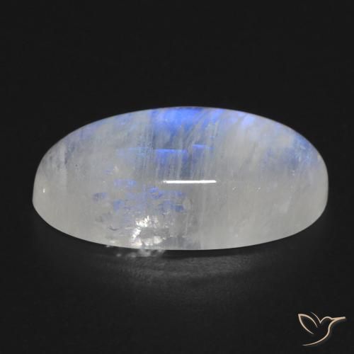 Rainbow Moonstone Gemstone in 21.8 x 10.6 mm Size for Sale, Rainbow Moonstone Stone in Bluish White Color