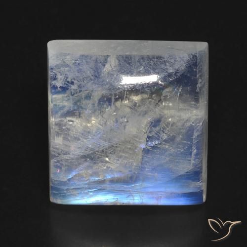 10.41ct Natural Bluish White Rainbow Moonstone, Square, Transparent