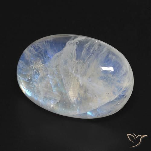 18.43 ct White Rainbow Moonstone Stone, Natural Rainbow Moonstone in Oval Cabochon Shape for Sale