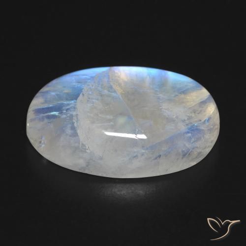 Rainbow Moonstone Gemstone in 22.1 x 15 mm Size for Sale, Rainbow Moonstone Stone in Bluish White Color