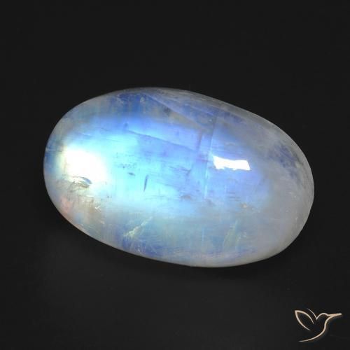 15.84 ct White Rainbow Moonstone Stone, Natural Rainbow Moonstone in Oval Cabochon Shape for Sale