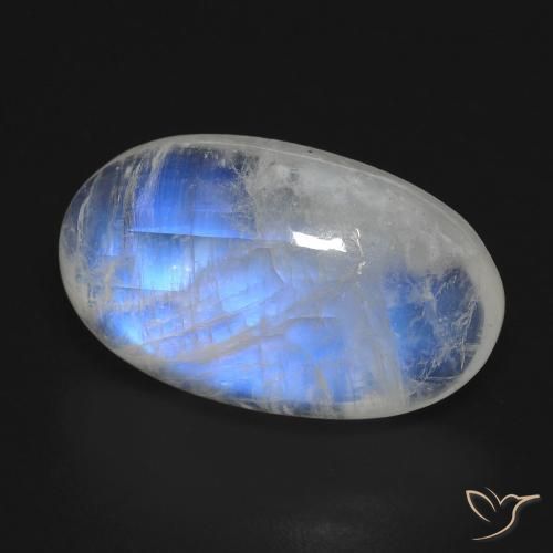 17.81 ct White Rainbow Moonstone Stone, Natural Rainbow Moonstone in Oval Cabochon Shape for Sale