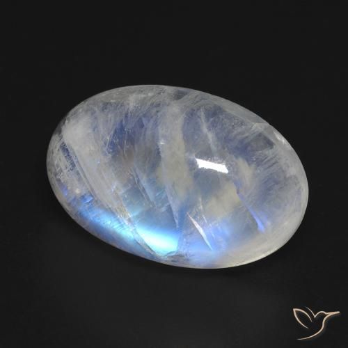 14.99 ct White Rainbow Moonstone Stone, Natural Rainbow Moonstone in Oval Cabochon Shape for Sale